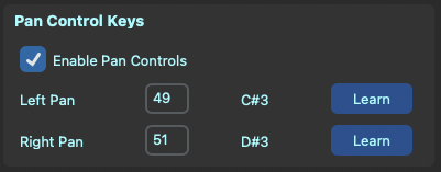 Left Pan and Right Pan key assignments