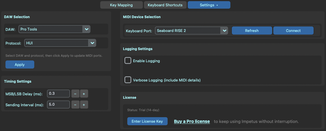 Full Settings tab overview