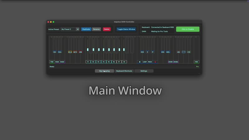 Live key-map display and preset switching demo